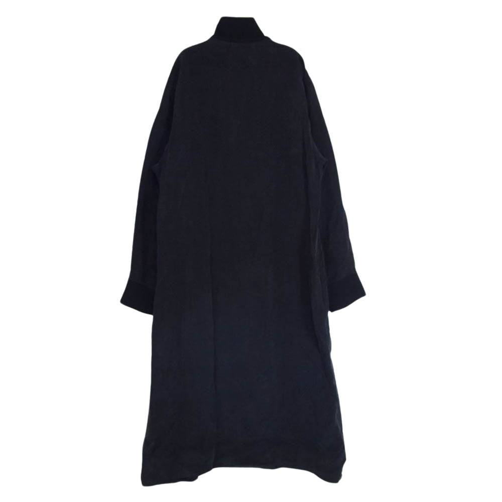 Yohji Yamamoto ヨウジヤマモト Ground Y グラウンドワイ GR-B15-203 加工キュプラ生地 リブ襟 フロントファスナー ロング ジャケット ブラック系 3【中古】