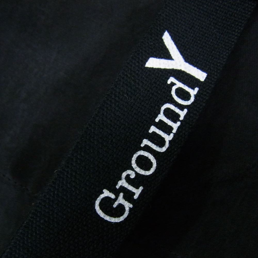 Yohji Yamamoto ヨウジヤマモト Ground Y グラウンドワイ GR-B15-203 加工キュプラ生地 リブ襟 フロントファスナー ロング ジャケット ブラック系 3【中古】