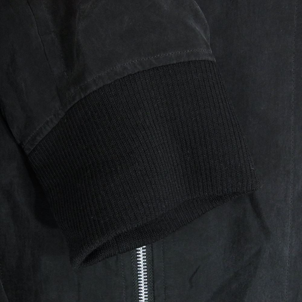 Yohji Yamamoto ヨウジヤマモト Ground Y グラウンドワイ GR-B15-203 加工キュプラ生地 リブ襟 フロントファスナー ロング ジャケット ブラック系 3【中古】