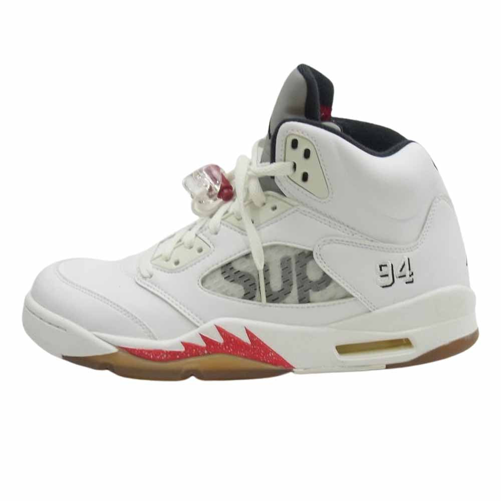 Supreme シュプリーム フェイクバスター鑑定済 NIKE ナイキ 824371-101 AIR JORDAN 5 エアジョーダン RETRO レトロ スニーカー ホワイト系 28.5cm【新古品】【未使用】【中古】