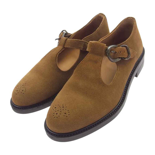 Hender Scheme エンダースキーマ nc-ns-tst-UF94 Tストラップ カウベロア シューズ キャメルブラウン系 4【美品】【中古】