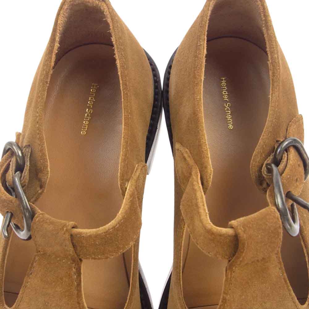 Hender Scheme エンダースキーマ nc-ns-tst-UF94 Tストラップ カウベロア シューズ キャメルブラウン系 4【美品】【中古】