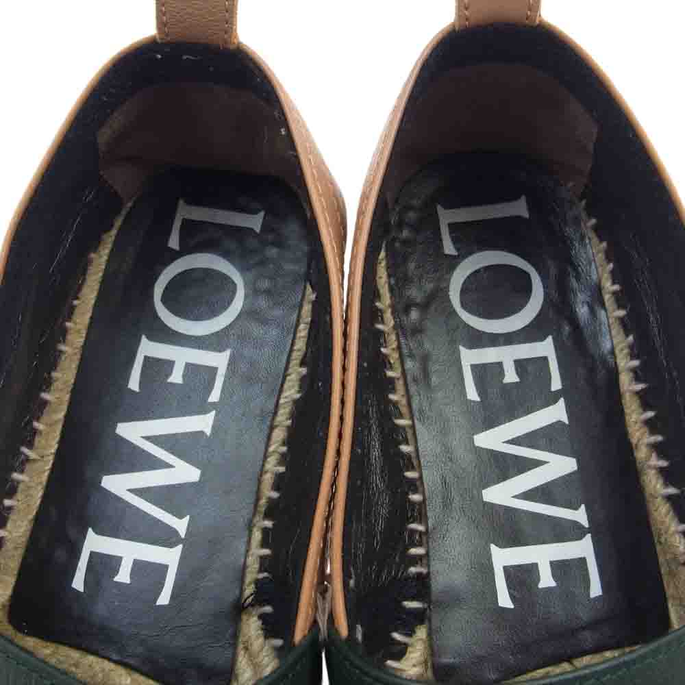 LOEWE ロエベ アナグラム レザー エスパドリーユ スリッポン シューズ グリーン系【中古】