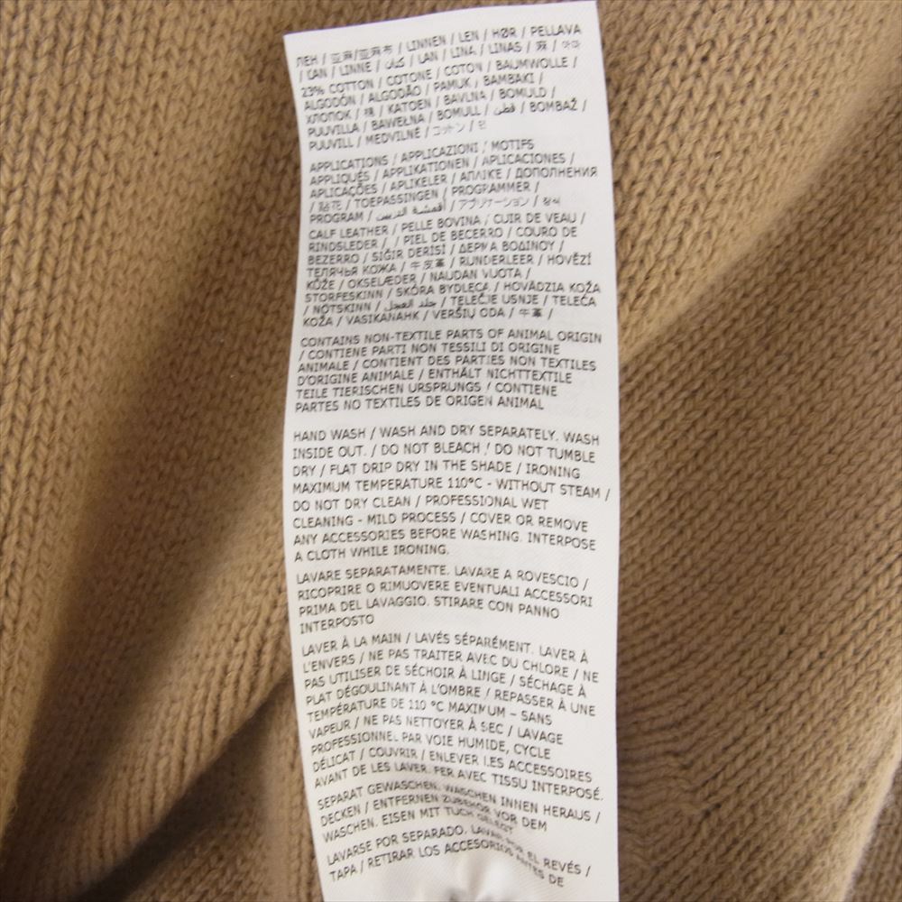 MAISON MARGIELA メゾンマルジェラ 22AW SI1GP0001 イタリア製 Elbow Patch Crew Neck Sweater エルボーパッチ クルーネックニット レイヤード スエード プルオーバー セーター ライトブラウン系 L【中古】