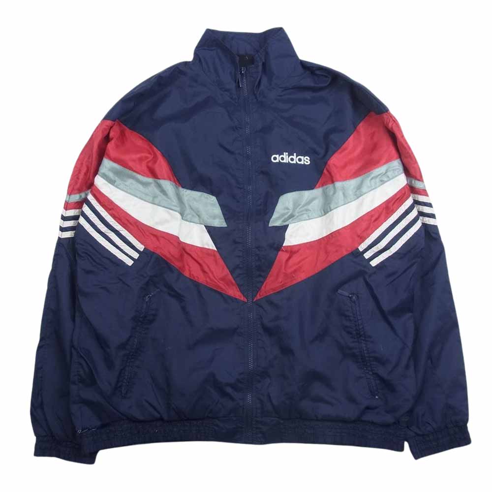 adidas アディダス 90s 黒タグ ナイロン トラック ジャケット ネイビー系 XL【中古】
