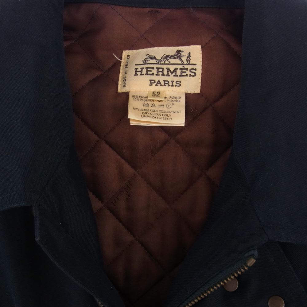 HERMES エルメス VINTAGE ヴィンテージ フランス製 中綿入り ファイヤーマンコート ネイビー系 52【中古】