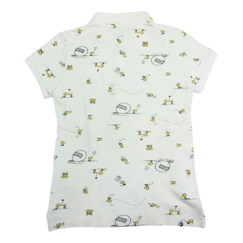 HYSTERIC GLAMOUR ヒステリックグラマー 0193CH02 × PEANUTS ピーナッツ ロゴ プリント ポロシャツ 半袖 ホワイト系 F【中古】