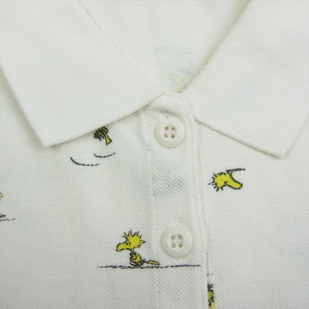 HYSTERIC GLAMOUR ヒステリックグラマー 0193CH02 × PEANUTS ピーナッツ ロゴ プリント ポロシャツ 半袖 ホワイト系 F【中古】