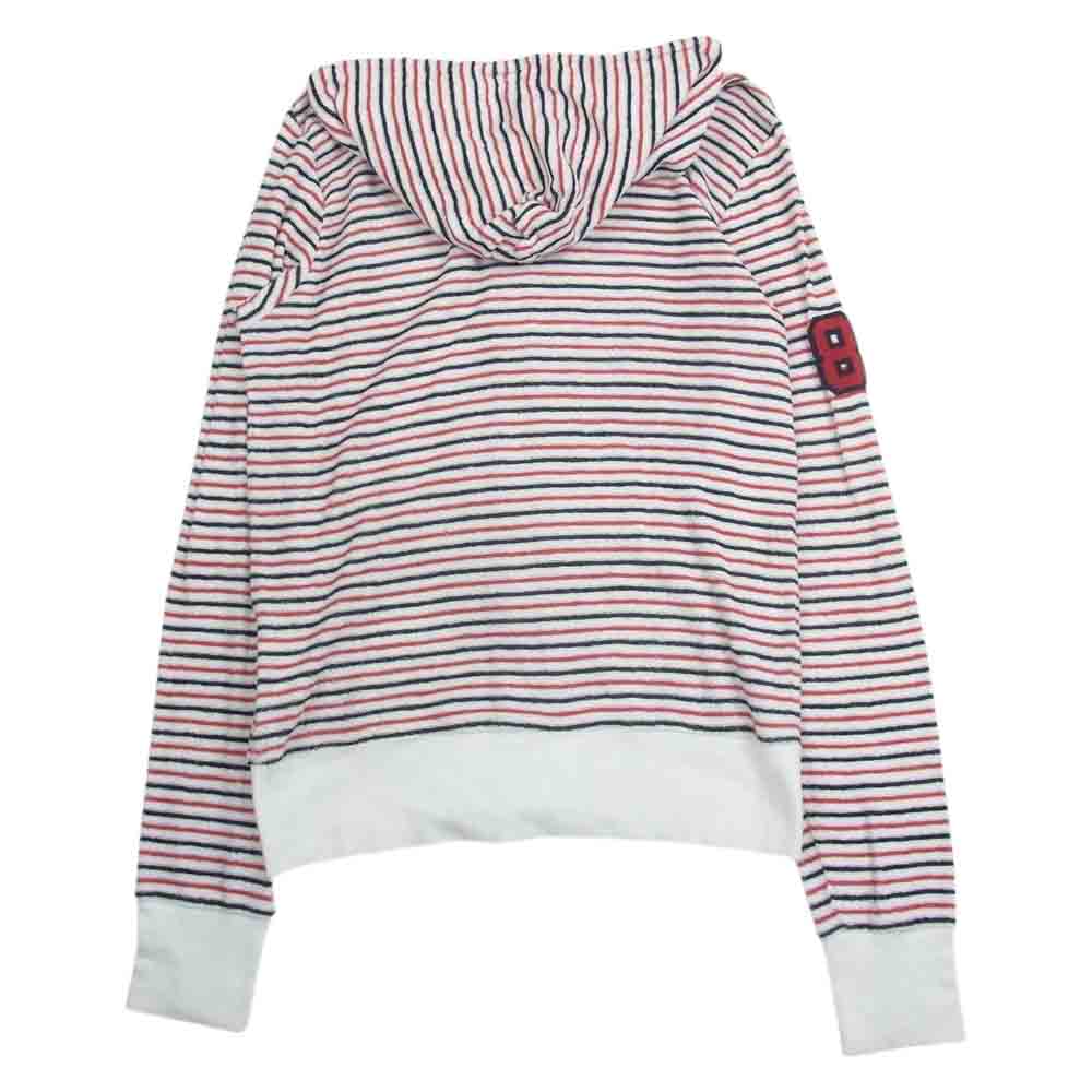 HYSTERIC GLAMOUR ヒステリックグラマー 0151CF07 ロゴワッペン パイル地 ボーダー ジップアップ パーカー フーディー マルチカラー系 F【中古】