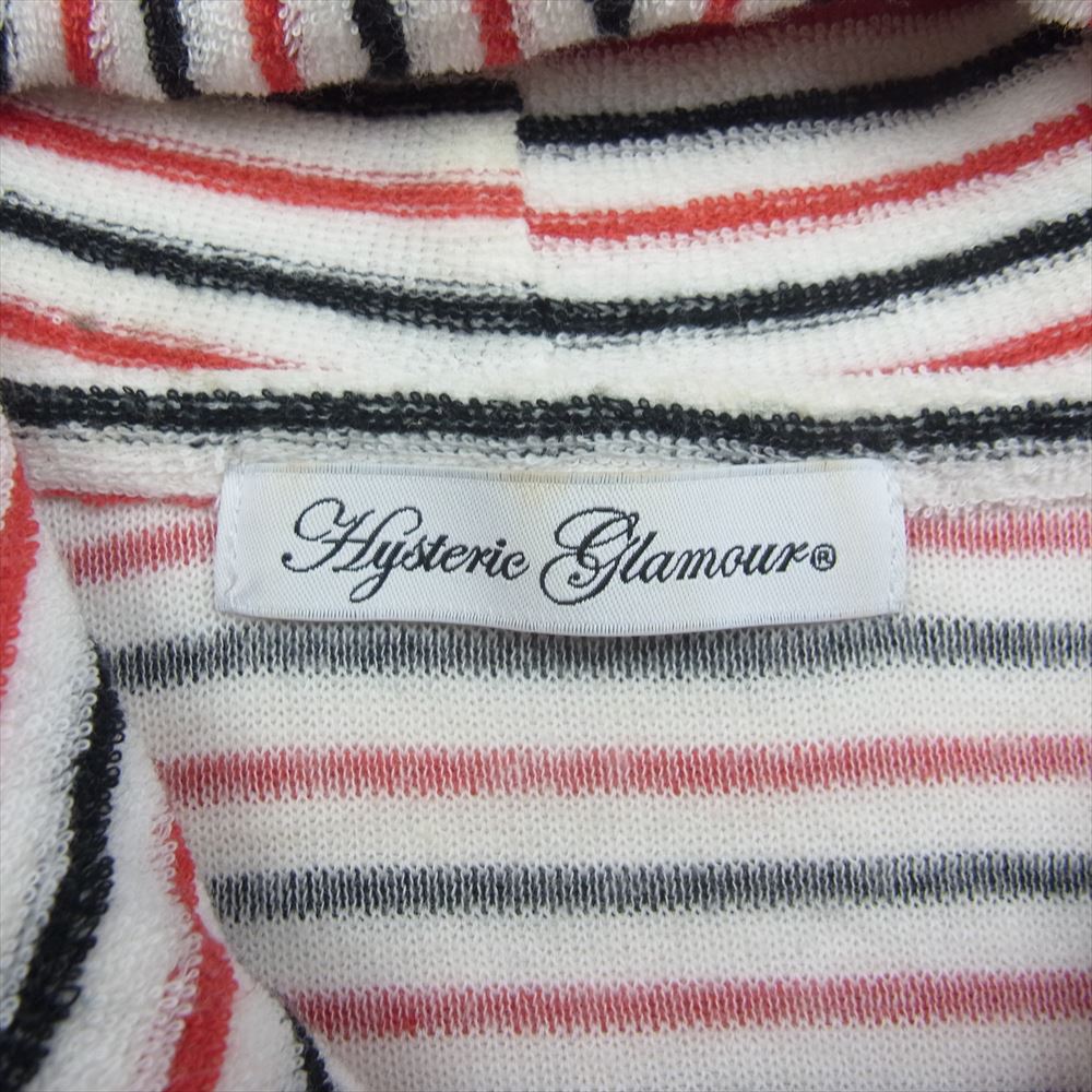 HYSTERIC GLAMOUR ヒステリックグラマー 0151CF07 ロゴワッペン パイル地 ボーダー ジップアップ パーカー フーディー マルチカラー系 F【中古】