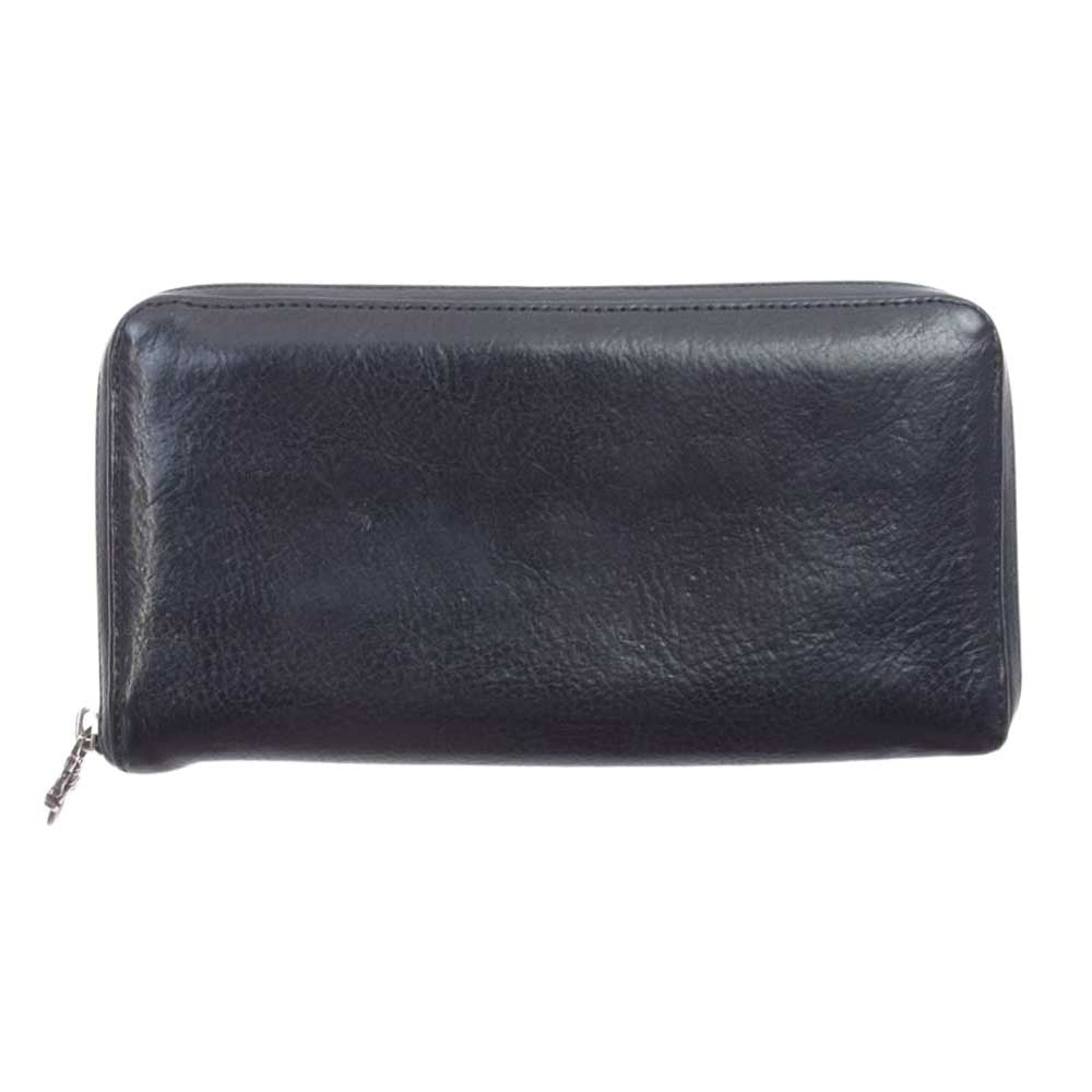 CHROME HEARTS クロムハーツ（原本無） REC F ZIP 3PTCH 3セメタリークロス ラウンドジップ レザー ウォレット 長財布 ブラック系【中古】