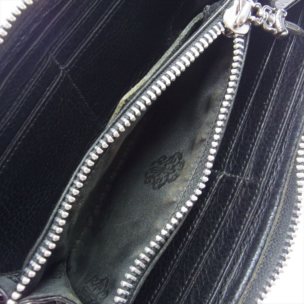 CHROME HEARTS クロムハーツ（原本無） REC F ZIP 3PTCH 3セメタリークロス ラウンドジップ レザー ウォレット 長財布 ブラック系【中古】