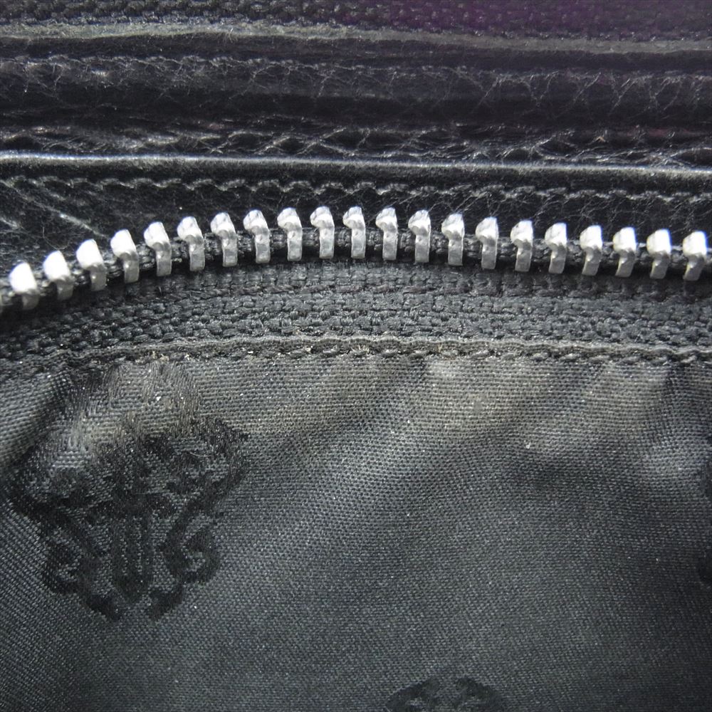 CHROME HEARTS クロムハーツ（原本無） REC F ZIP 3PTCH 3セメタリークロス ラウンドジップ レザー ウォレット 長財布 ブラック系【中古】