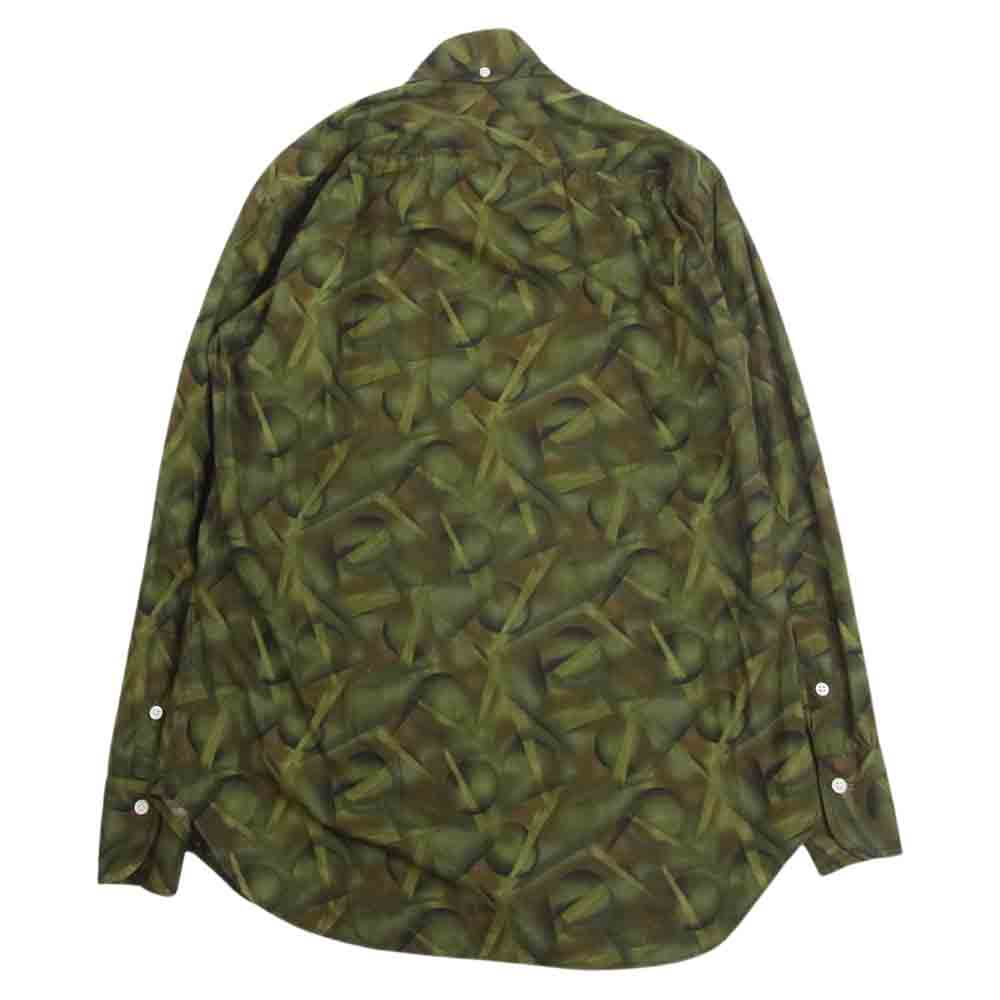 EVISU エヴィス YAMANE 総柄 ボタンダウン 長袖 シャツ カーキ系 37【中古】