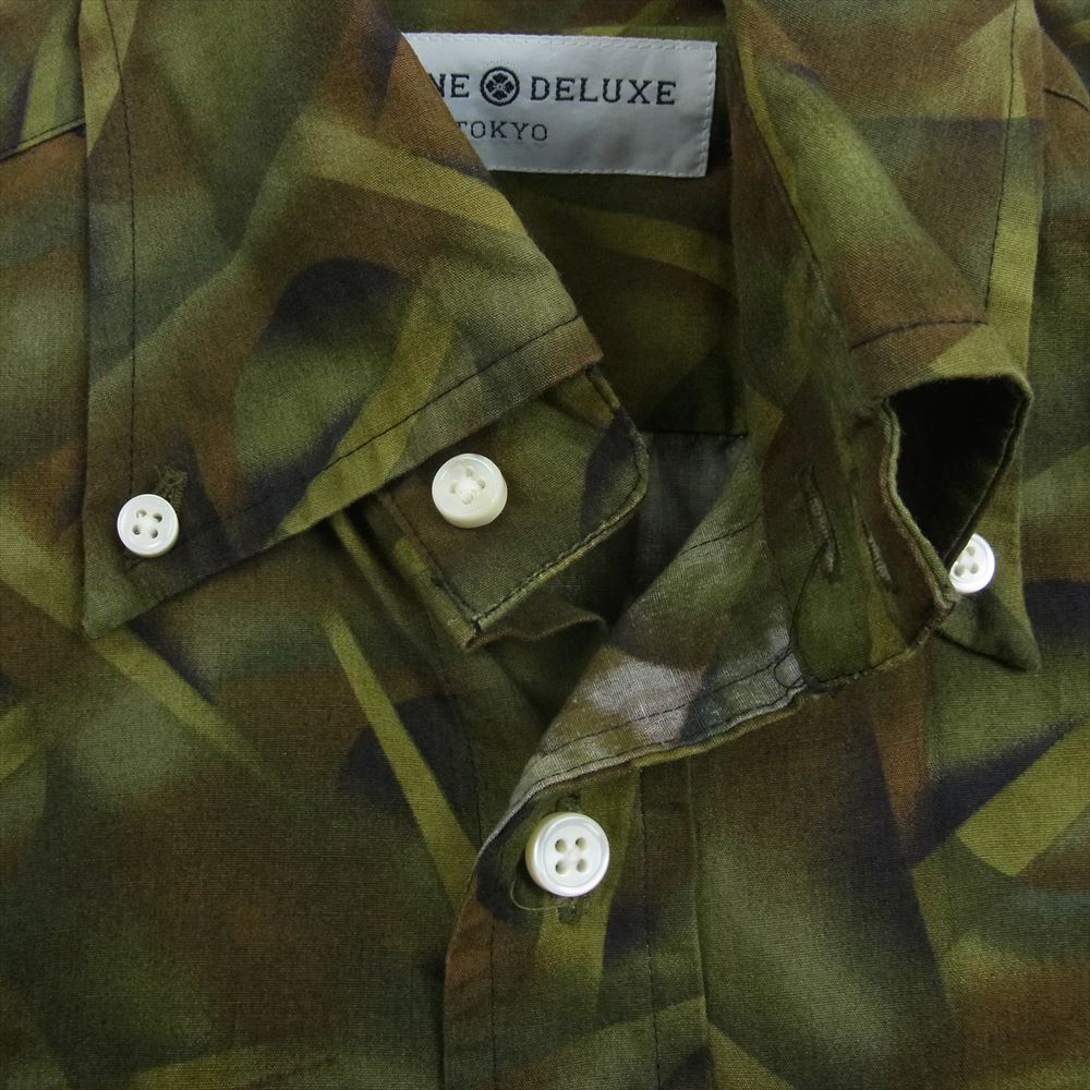 EVISU エヴィス YAMANE 総柄 ボタンダウン 長袖 シャツ カーキ系 37【中古】