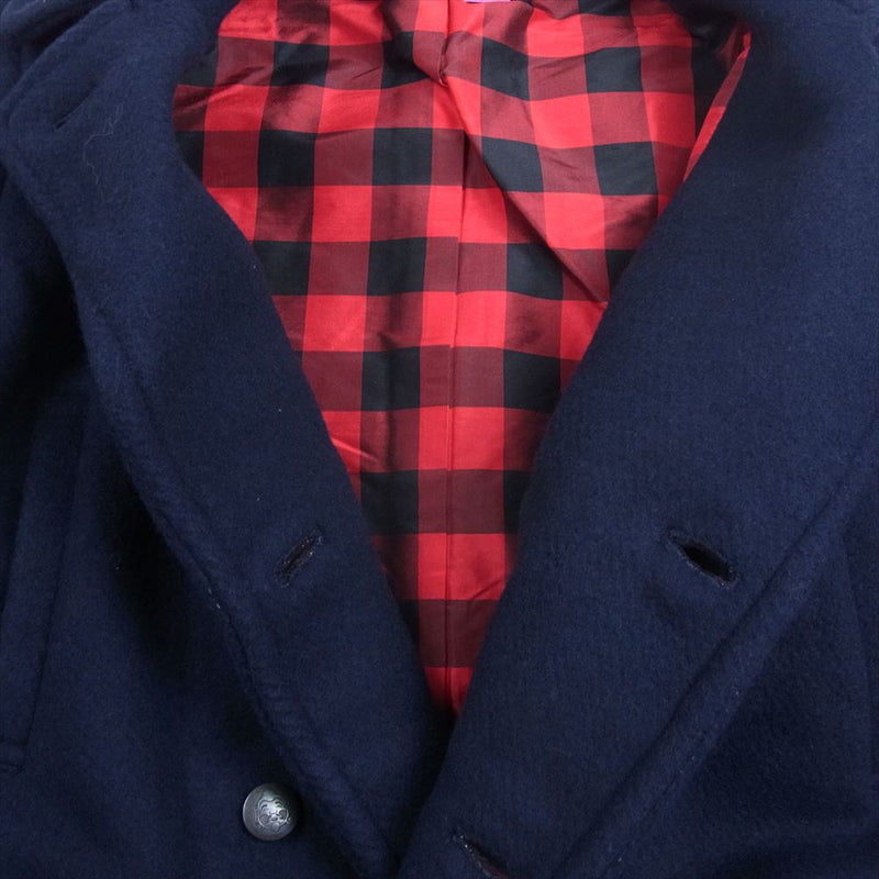 EVISU エヴィス donna ドンナ チェック ウール Pコート ネイビー