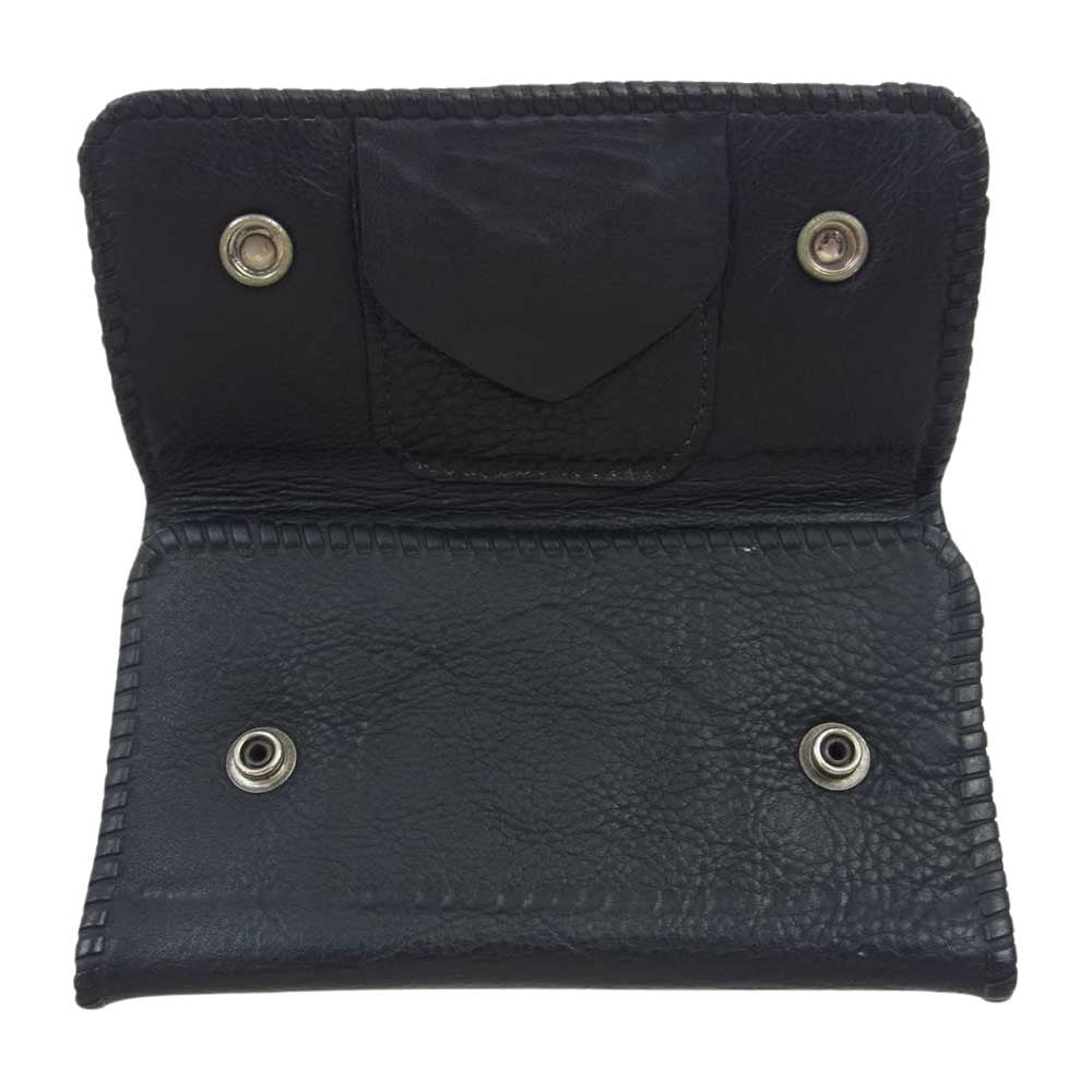 GABOR ガボール スカルTバー付き スティングレイ インレイ レザー ロング ウォレット ブラック系【中古】