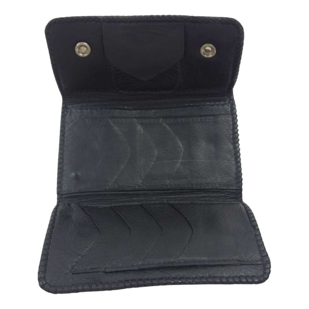 GABOR ガボール スカルTバー付き スティングレイ インレイ レザー ロング ウォレット ブラック系【中古】