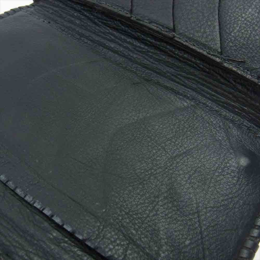 GABOR ガボール スカルTバー付き スティングレイ インレイ レザー ロング ウォレット ブラック系【中古】