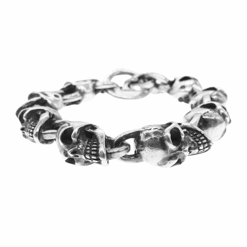 GABOR ガボール 生前 ガボラトリー鑑定書付属 レシート付属 Slant Head 8 Skulls Links Bracelet 絶壁スカル 8スカル リンク ブレスレット【中古】