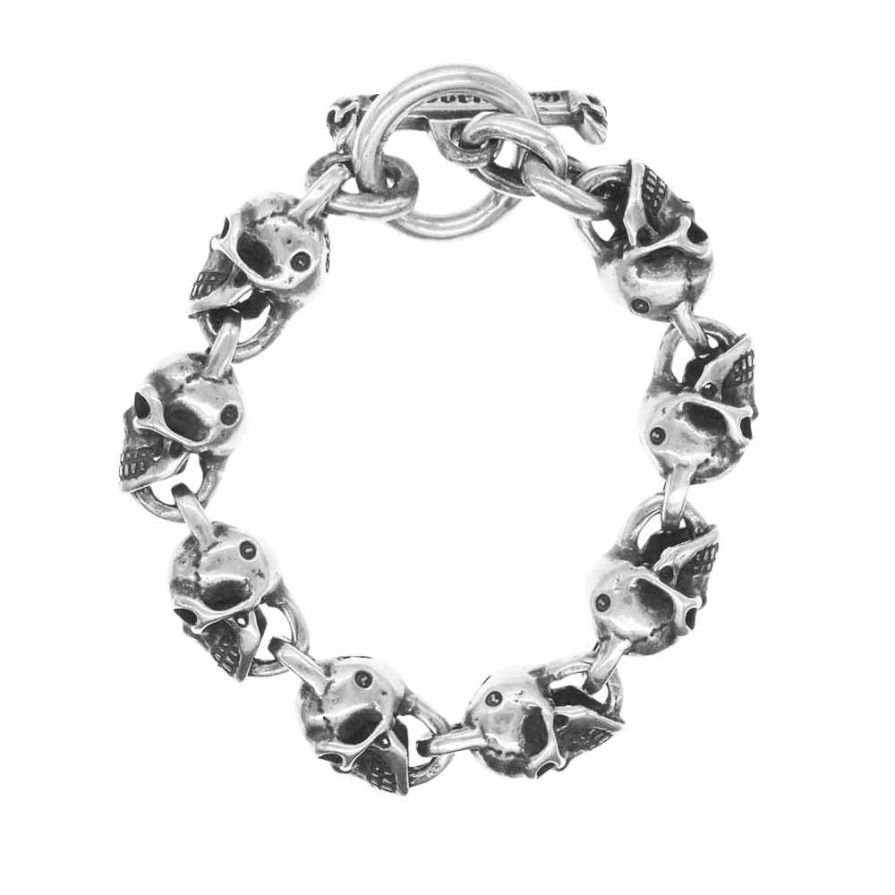 GABOR ガボール 生前 ガボラトリー鑑定書付属 レシート付属 Slant Head 8 Skulls Links Bracelet 絶壁スカル 8スカル リンク ブレスレット【中古】