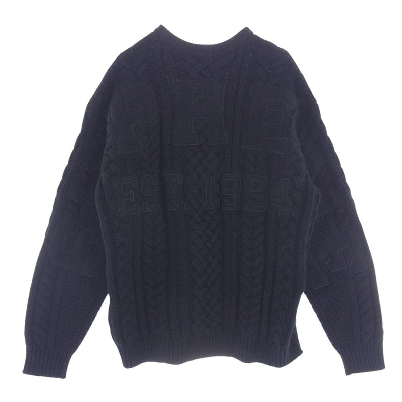 Supreme シュプリーム 23AW Applique Cable Knit Sweater バックロゴ ワッペン ケーブル セーター ニット ブラック系 S【中古】