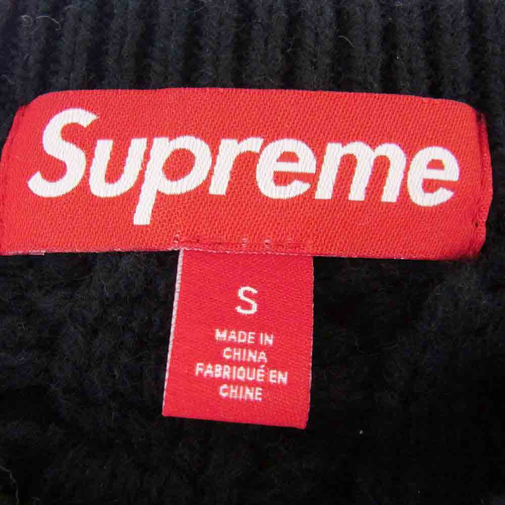 Supreme シュプリーム 23AW Applique Cable Knit Sweater バックロゴ ワッペン ケーブル セーター ニット ブラック系 S【中古】