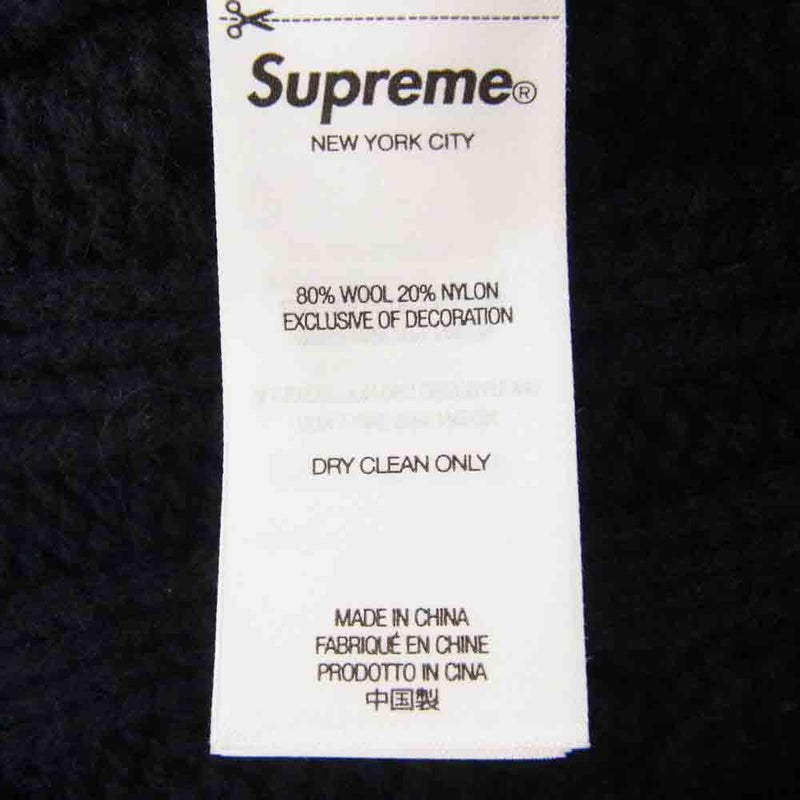 Supreme シュプリーム 23AW Applique Cable Knit Sweater バックロゴ ワッペン ケーブル セーター ニット ブラック系 S【中古】