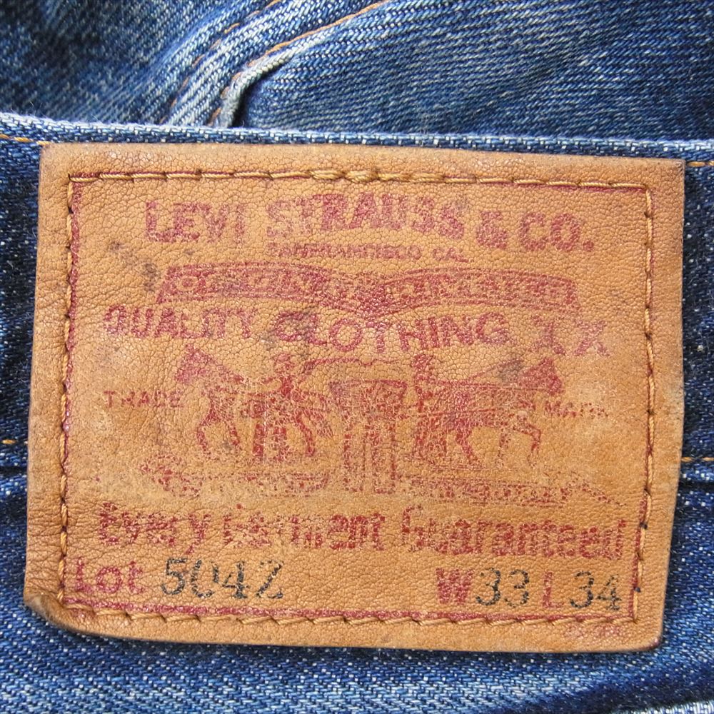 Levi's リーバイス 刻印J22 504Z BIG E TALON社製ジッパー タロン 革パッチ ギャラ入り 赤耳 セルビッチ デニムパンツ インディゴブルー系 33【中古】