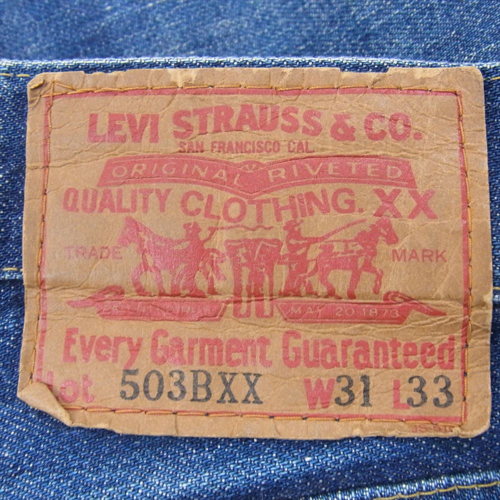 Levi's リーバイス J22 JB013 日本製 刻印J22 503BXX BIG E 月桂樹 ボタンフライ 紙パッチ ギャラ入り 赤耳 セルビッチ デニムパンツ インディゴブルー系 31【中古】