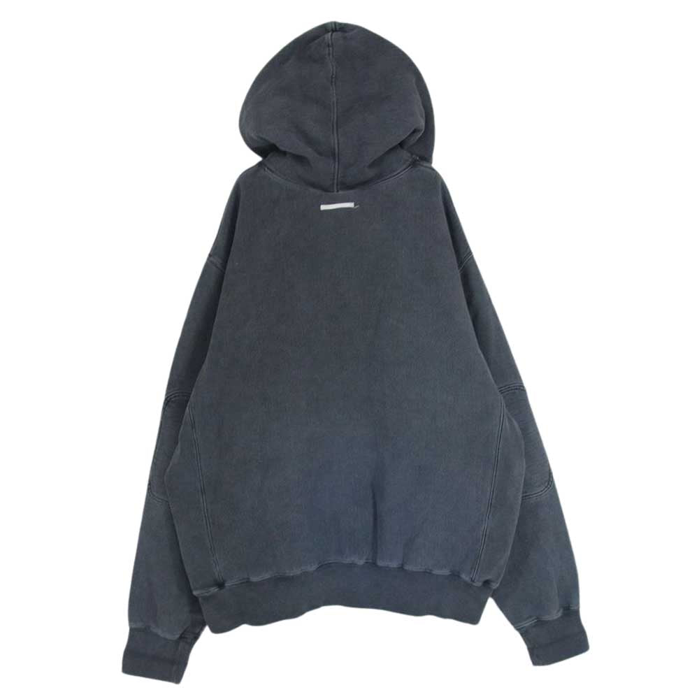 キネマ 21AW KNM-21AW-TS02 pigment dyed sweat hoodie スウェット パーカー ピグメント染め エルボーパッチ付き プルオーバー パーカー グレー系 L【中古】