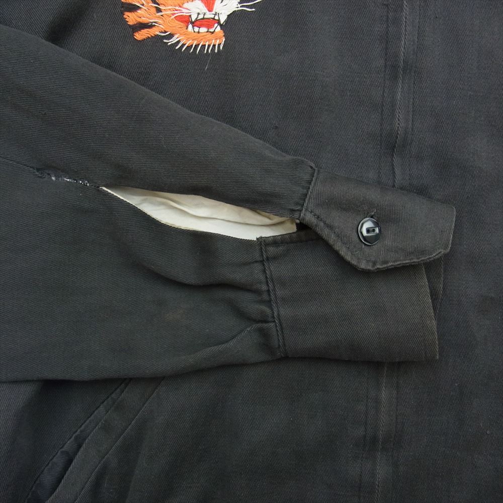 ヴィンテージ 60s Vietnam War Souvenir Jacket ヴィンテージ ベトナム スーベニア スカジャン ベトジャン 1967 赤福刺繍 KKVジッパー ジップアップ ジャケット ブラック系【中古】