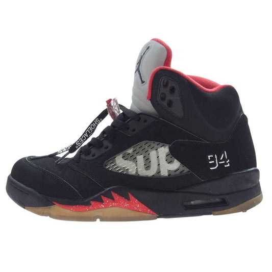 Supreme シュプリーム 15AW 824371-001 × Nike Air Jordan 5 AJ5 Retro Black ナイキ エアジョーダン レトロ スニーカー ブラック系 27.5cm【中古】