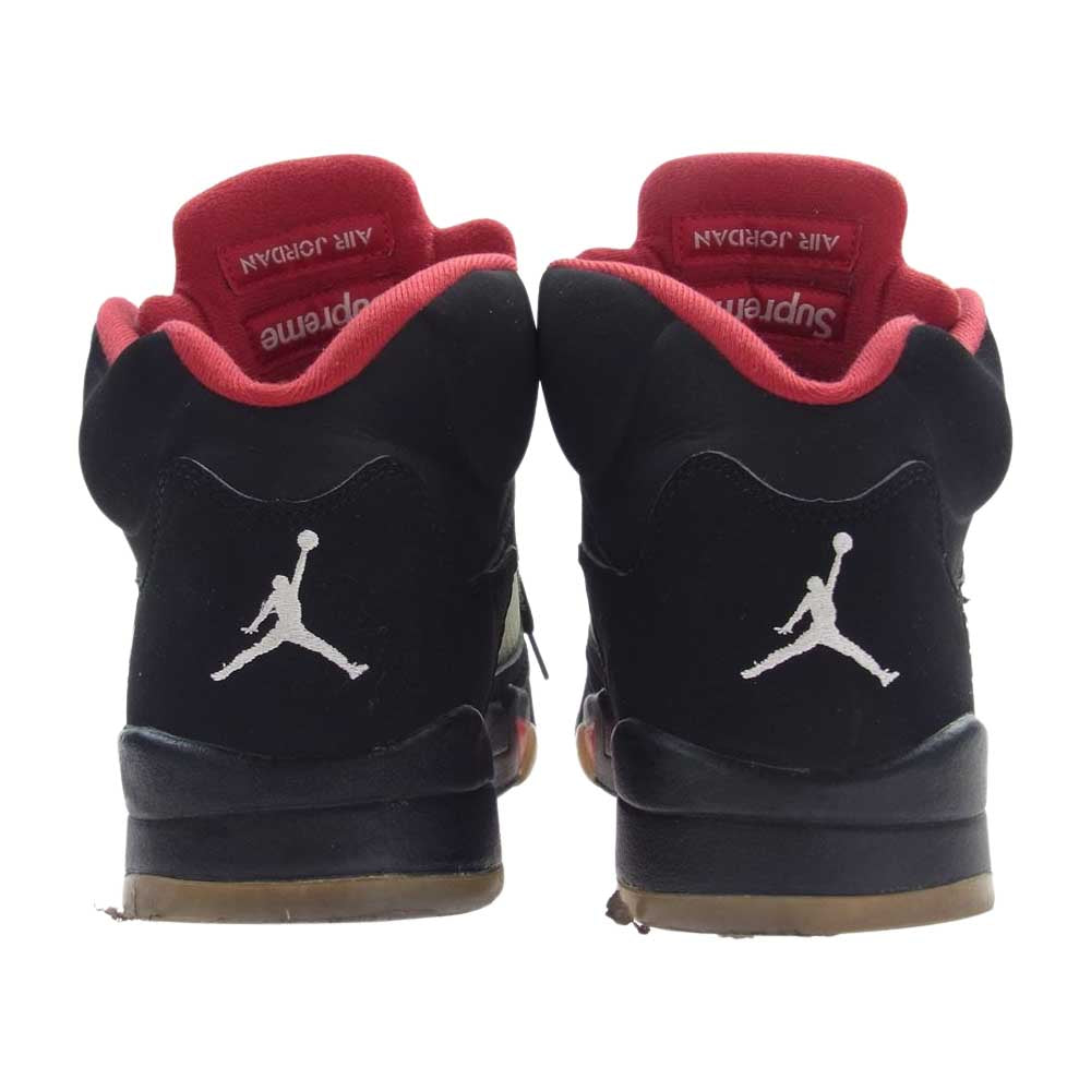 Supreme シュプリーム 15AW 824371-001 × Nike Air Jordan 5 AJ5 Retro Black ナイキ エアジョーダン レトロ スニーカー ブラック系 27.5cm【中古】