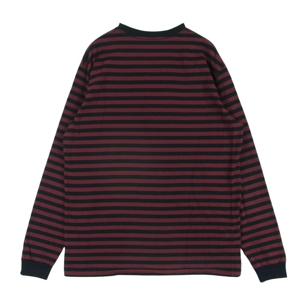 COOTIE クーティー ボーダー 長袖 Tシャツ コットン 日本製 ワインレッド系 ブラック系 M【中古】