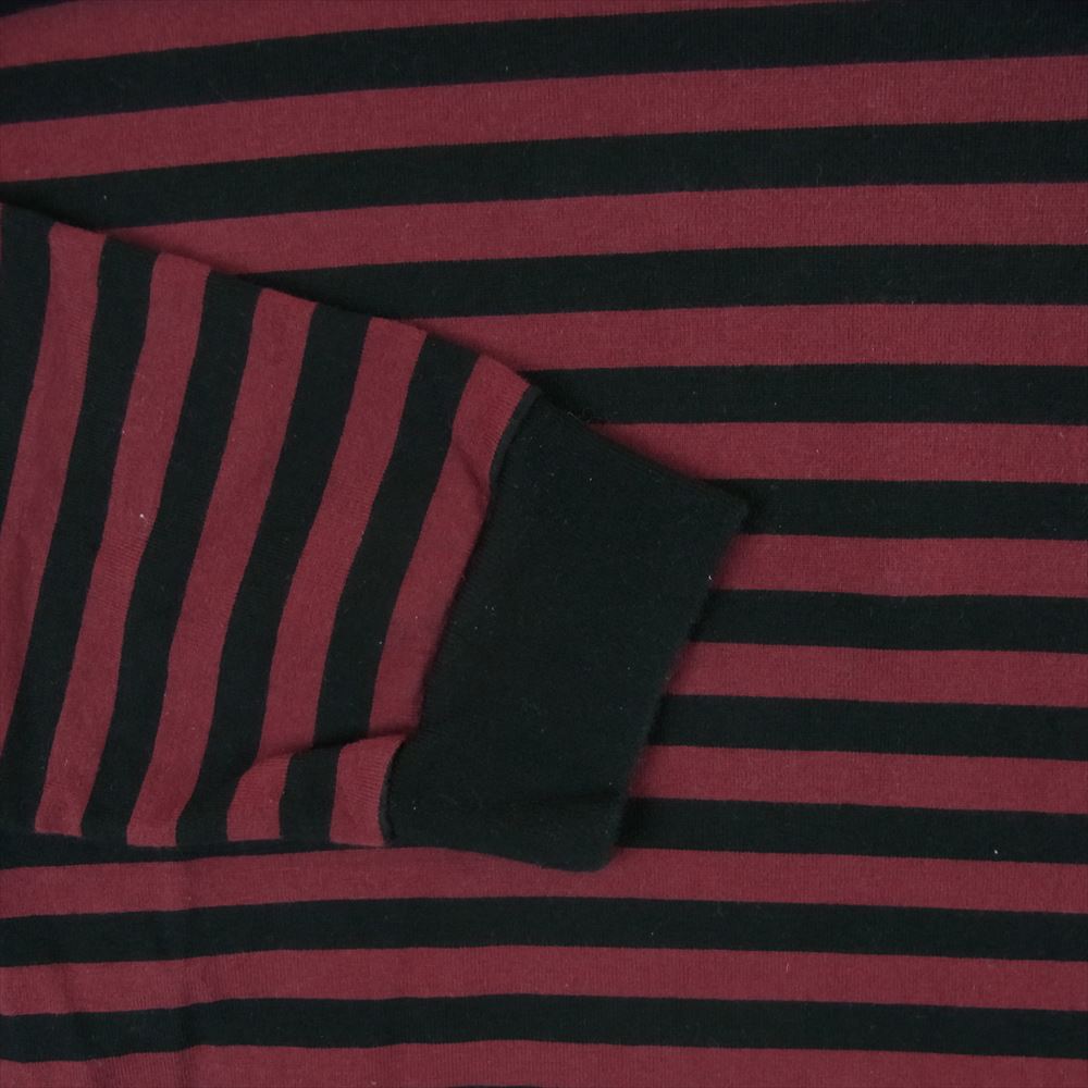 COOTIE クーティー ボーダー 長袖 Tシャツ コットン 日本製 ワインレッド系 ブラック系 M【中古】