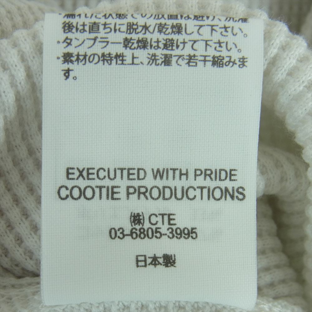 COOTIE クーティー ワッフル サーマル オーバーサイズ 半袖 Tシャツ コットン ポリエステル 日本製 オフホワイト系 L【中古】
