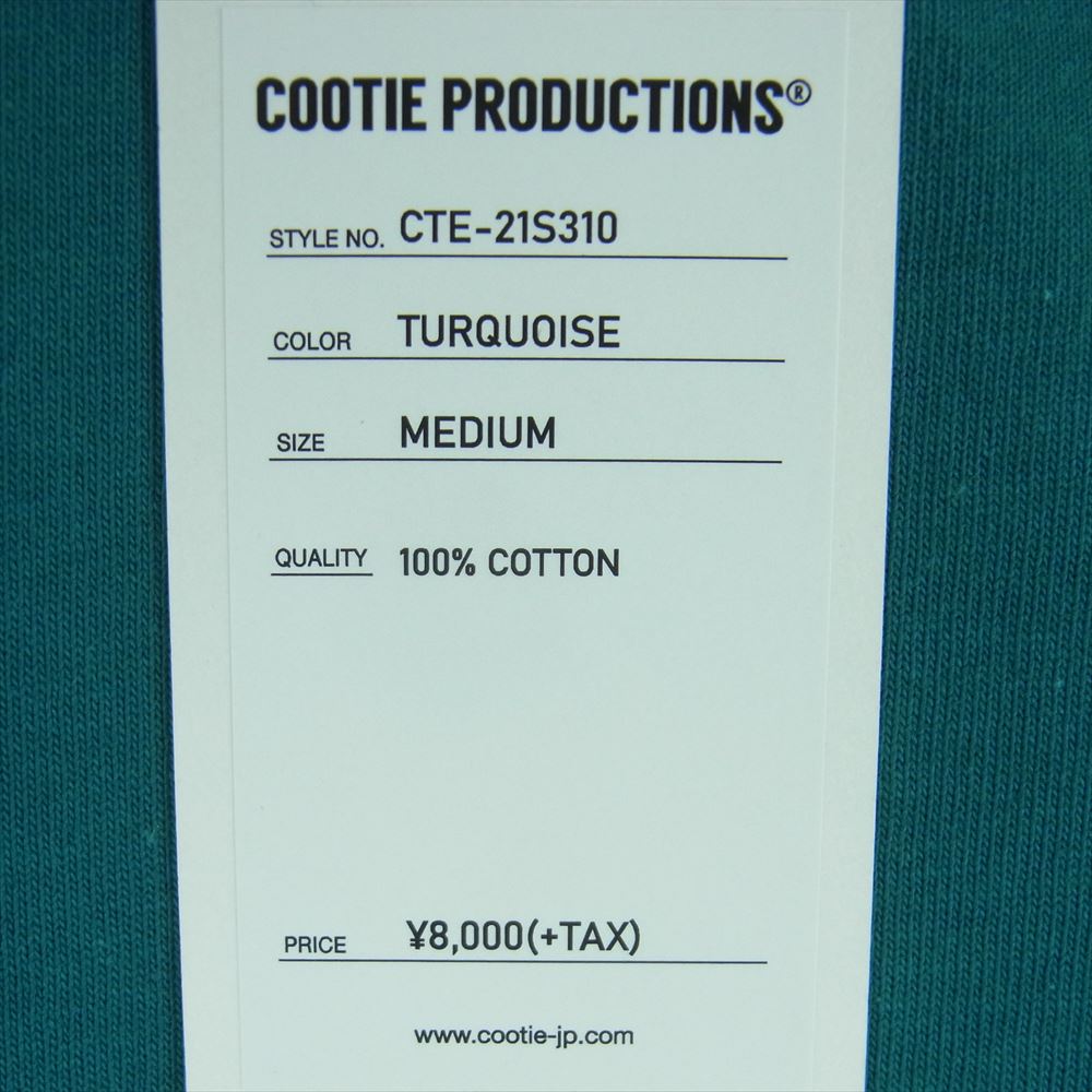 COOTIE クーティー CTE-21S310 Open End Yarn Error Fit S/S Tee オーバーサイズ 半袖 Tシャツ ブルー系 グリーン系 青緑系 M【新古品】【未使用】【中古】