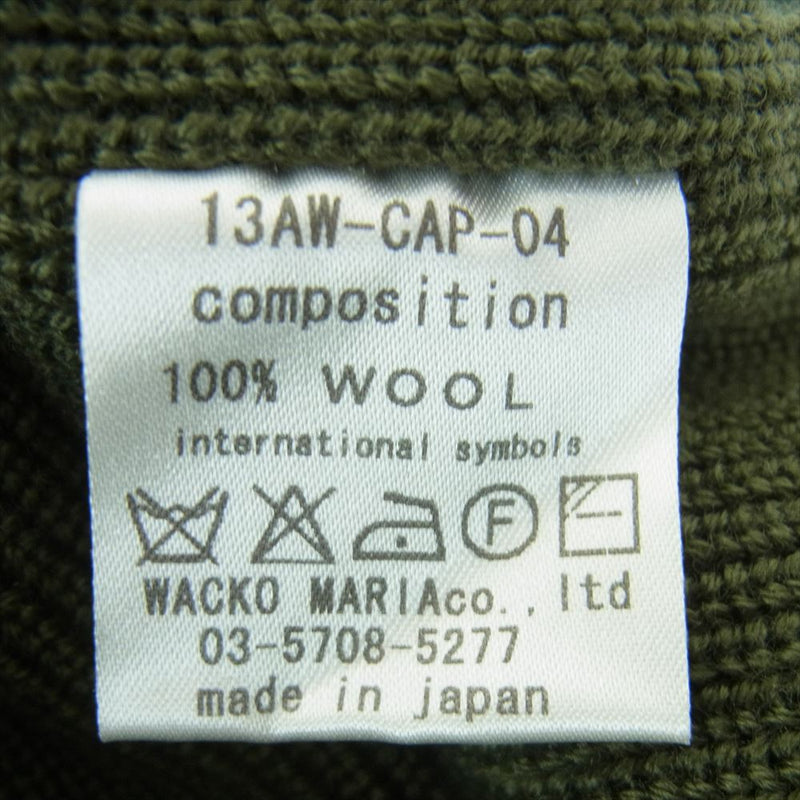 WACKO MARIA ワコマリア 13AW-CAP-04 ウール ニット キャップ ビーニー 日本製 カーキ系【中古】