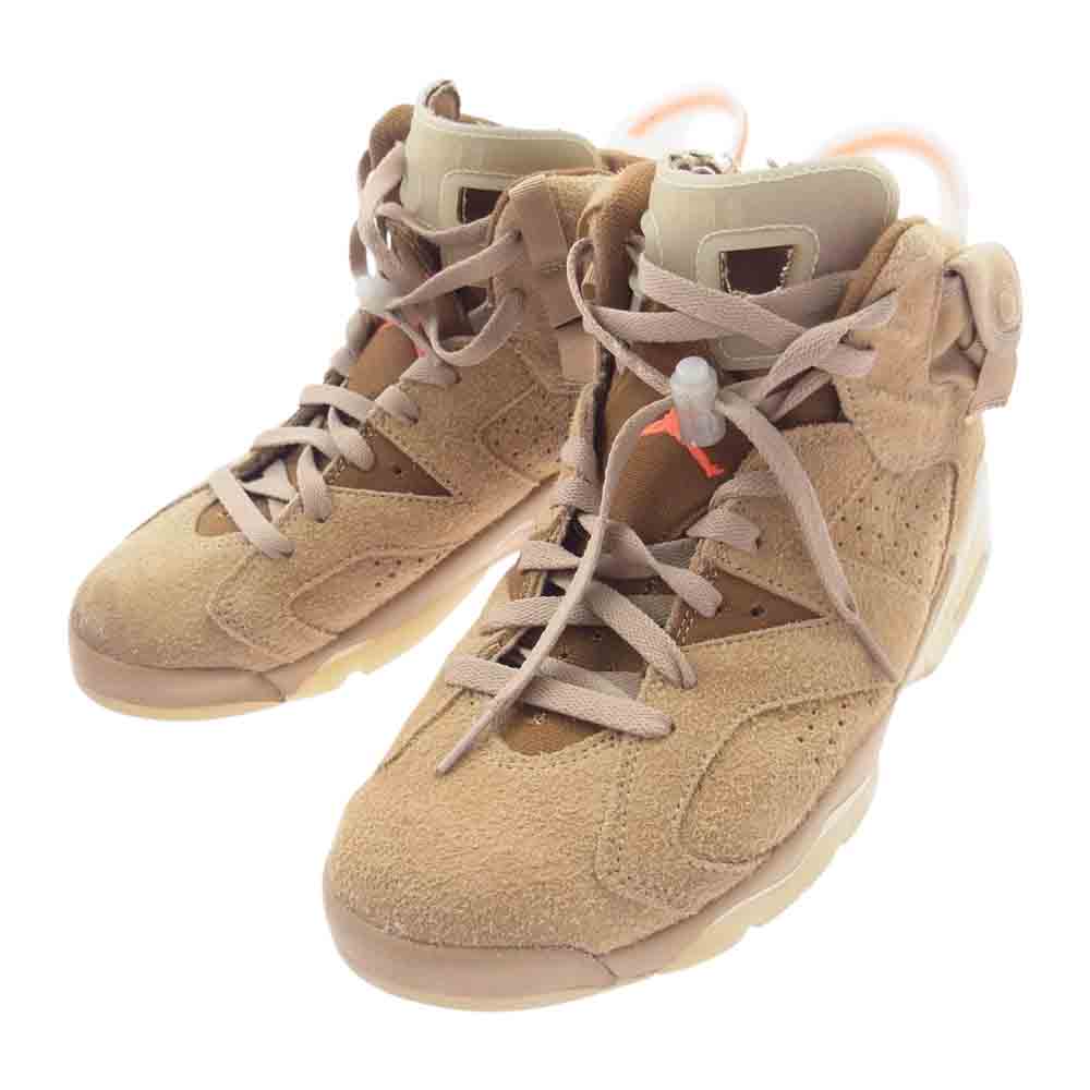 NIKE ナイキ DH0690-200 × Travis Scott  Air Jordan 6  British Khaki トラビス スコット ジョーダン  6 レトロ スニーカー ライトブラウン系 26.5cm【中古】