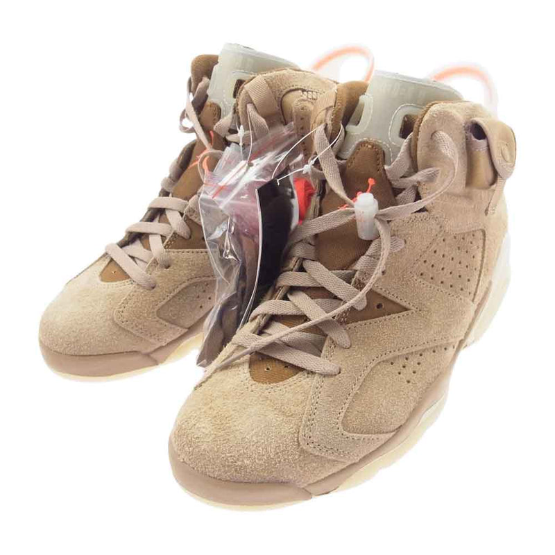 NIKE ナイキ DH0690-200 × Travis Scott  Air Jordan 6  British Khaki トラビス スコット ジョーダン  6 レトロ スニーカー ライトブラウン系 26.5cm【極上美品】【中古】