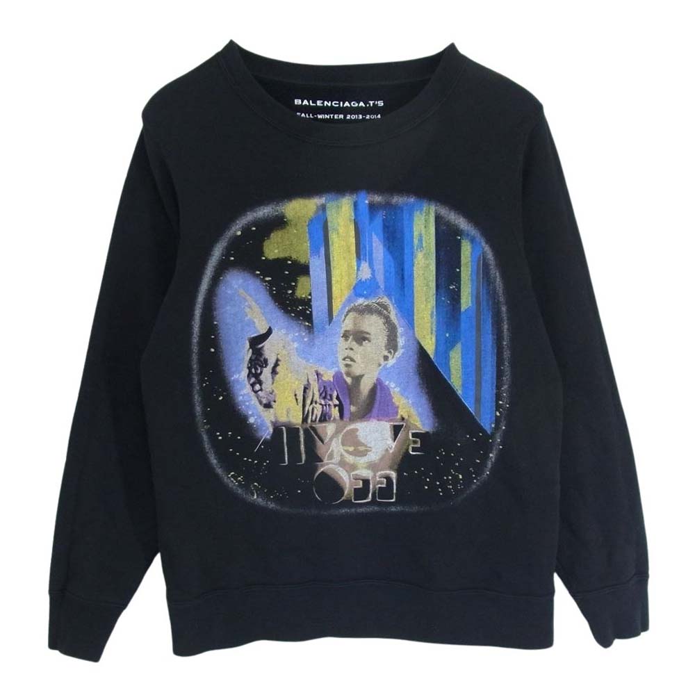 BALENCIAGA バレンシアガ 14AW 301050 TGK58 Glitter Girl Sweatshirt グリッター ガール プリント スウェットシャツ ブラック系 S【中古】