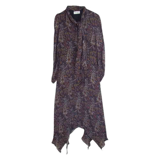 SAINT LAURENT サンローラン 436951 Y302N Paisley Long Dress ペイズリー ロング ドレス ワンピース ブラウン系 42【中古】