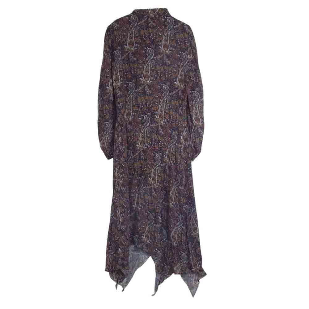 SAINT LAURENT サンローラン 436951 Y302N Paisley Long Dress ペイズリー ロング ドレス ワンピース ブラウン系 42【中古】