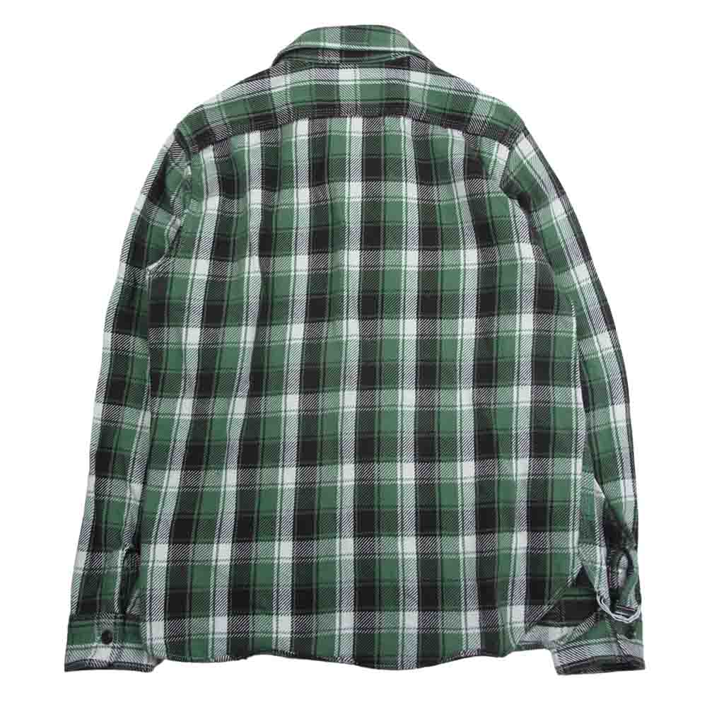 リアルムーン 長袖 チェック ネルシャツ グリーン系 L【中古】