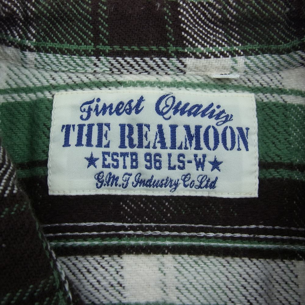 リアルムーン 長袖 チェック ネルシャツ グリーン系 L【中古】