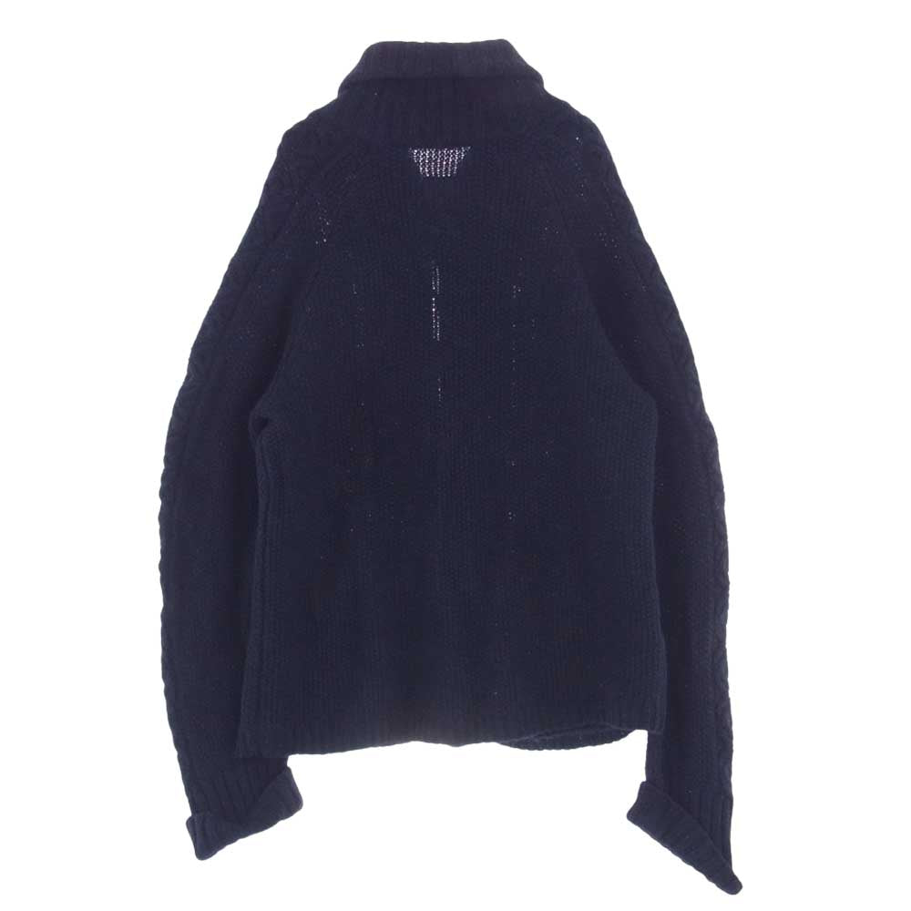 SUGAR CANE シュガーケーン 東洋 ウール ウッドボタン カウチン ニット カーディガン ダークネイビー系 40【中古】