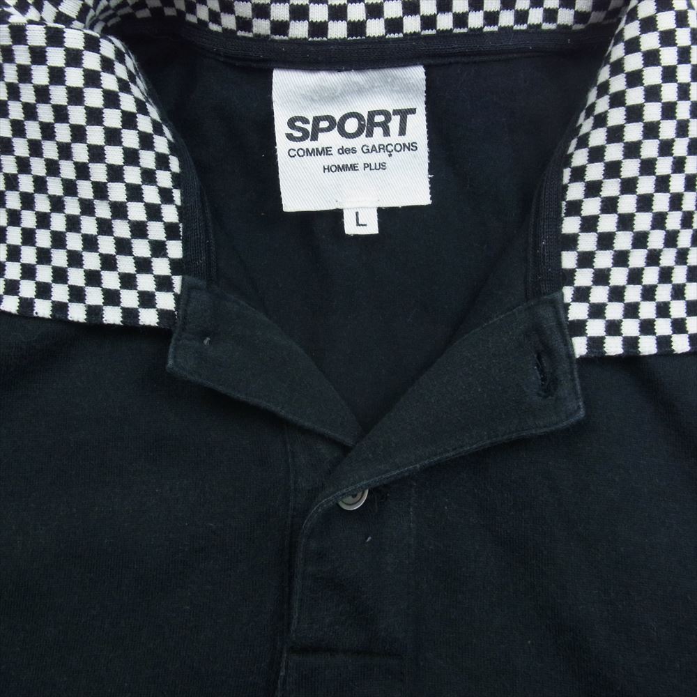COMME des GARCONS HOMME PLUS コムデギャルソンオムプリュス PP-T302 SPORT スポーツ チェック切替 半袖 ポロシャツ ブラック系 L【中古】
