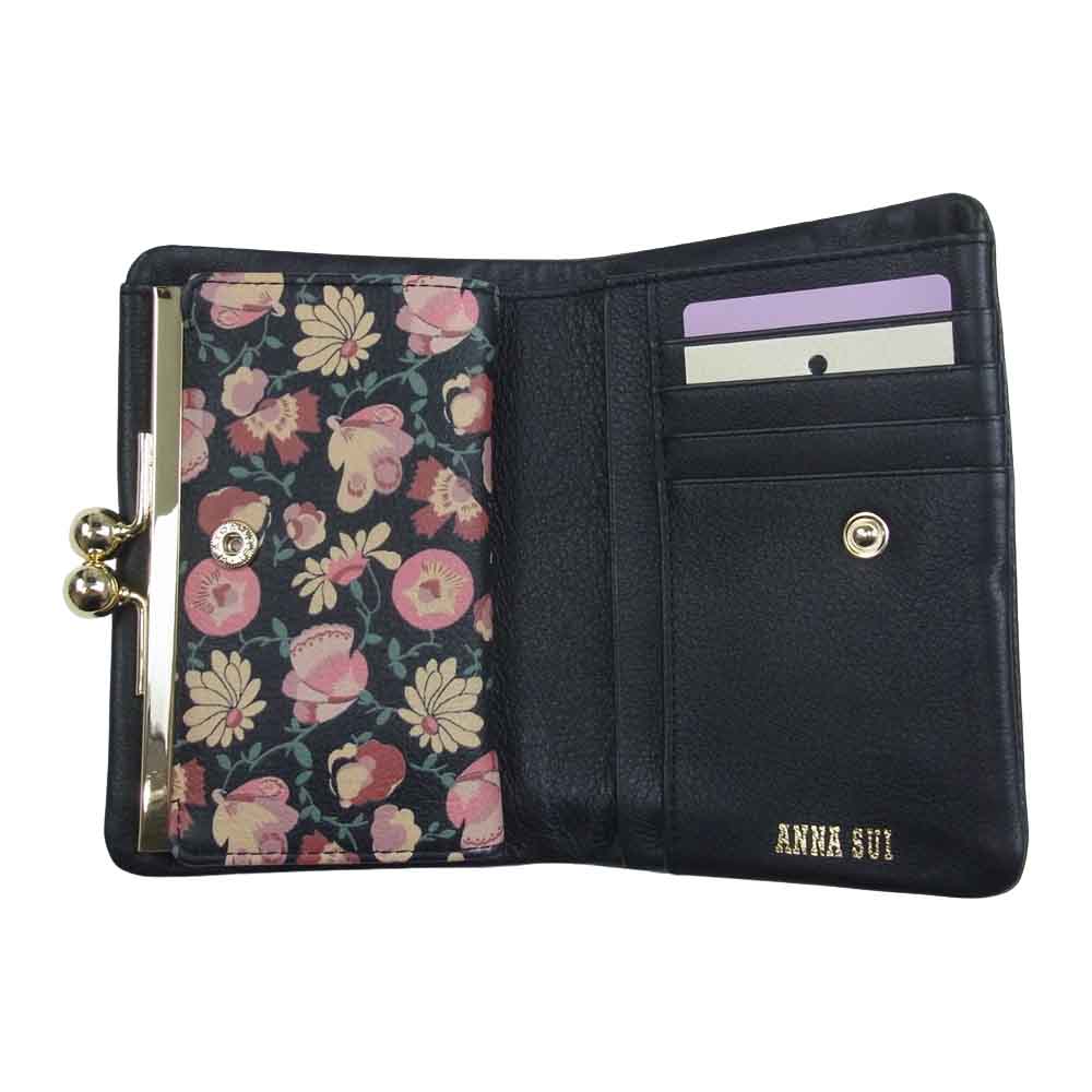 ANNA SUI アナスイ 口金 二つ折り 財布 ブラック系【極上美品】【中古】