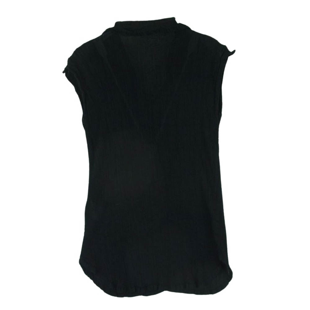 ISSEY MIYAKE イッセイミヤケ me ミー MI73FK112 シワ加工 襟リボンデザイン ノースリーブ ブラウス カットソー ブラック系 -【中古】